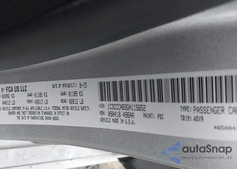 2016 Chrysler 200 Limited z USA, uszkodzony, nr VIN 1C3CCCAB3GN115652